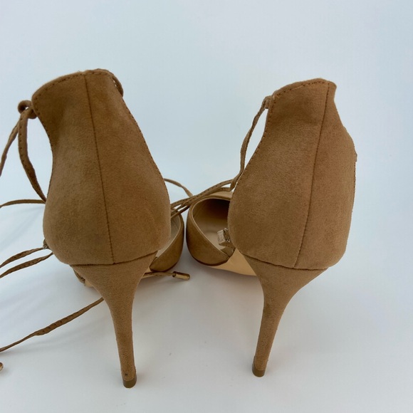 Lulu's women's heels stiletto Lace Up Suede Pointed Toe Size 6 brown camel - Picture 6 of 9